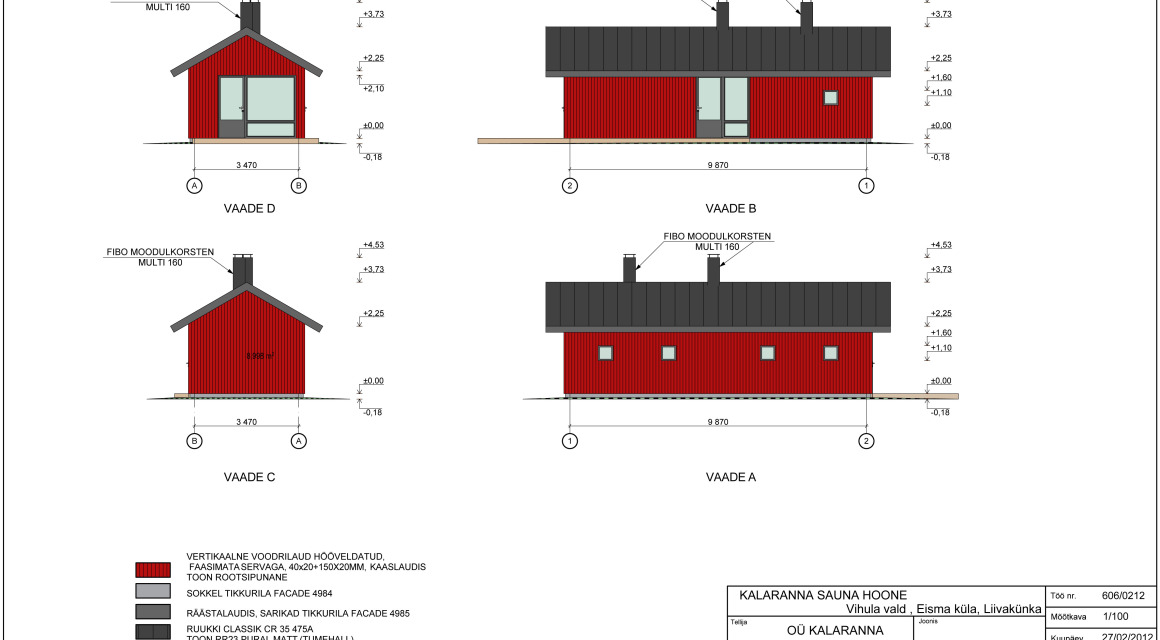 Sauna, paargu, majutushoone eelprojekt Eisma külas, Vihula vallas